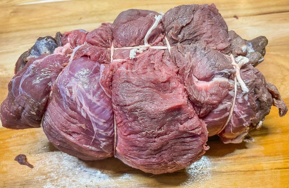 Use butcher's twine to tie the roast tightly.