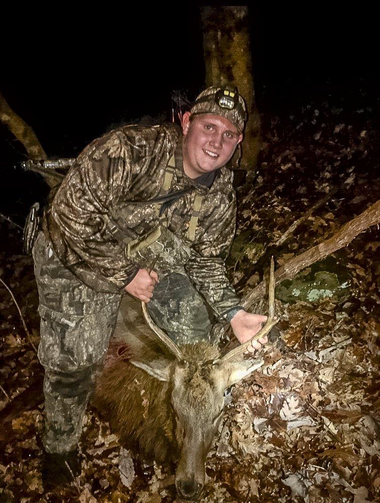 Since our group was split at the recovery, I didn't get to take photos of Potroast with his first elk. Luckily they snapped this one before starting the skinning process. Photo by N. Noble