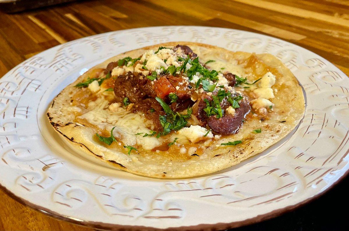 These backstrap tostados include a layer of roasted garlic for extra flavor.