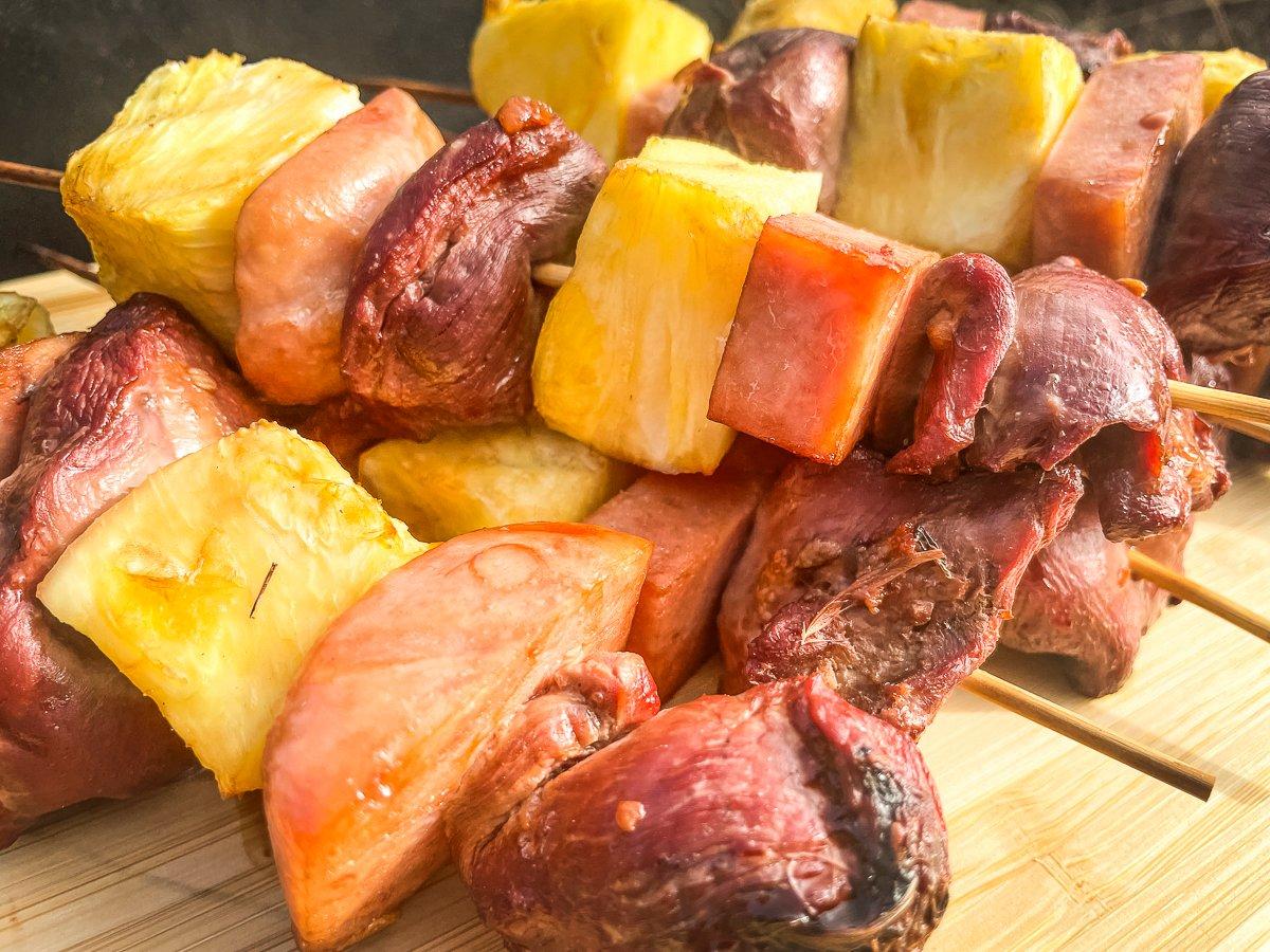 These kabobs are a tasty way to prepare goose breast as an appetizer or a main course.