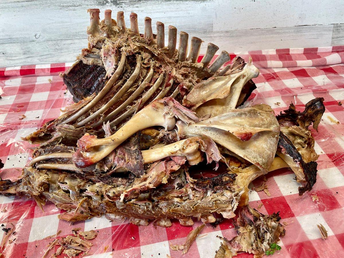 A proper pig roast should end with a pile of clean bones.