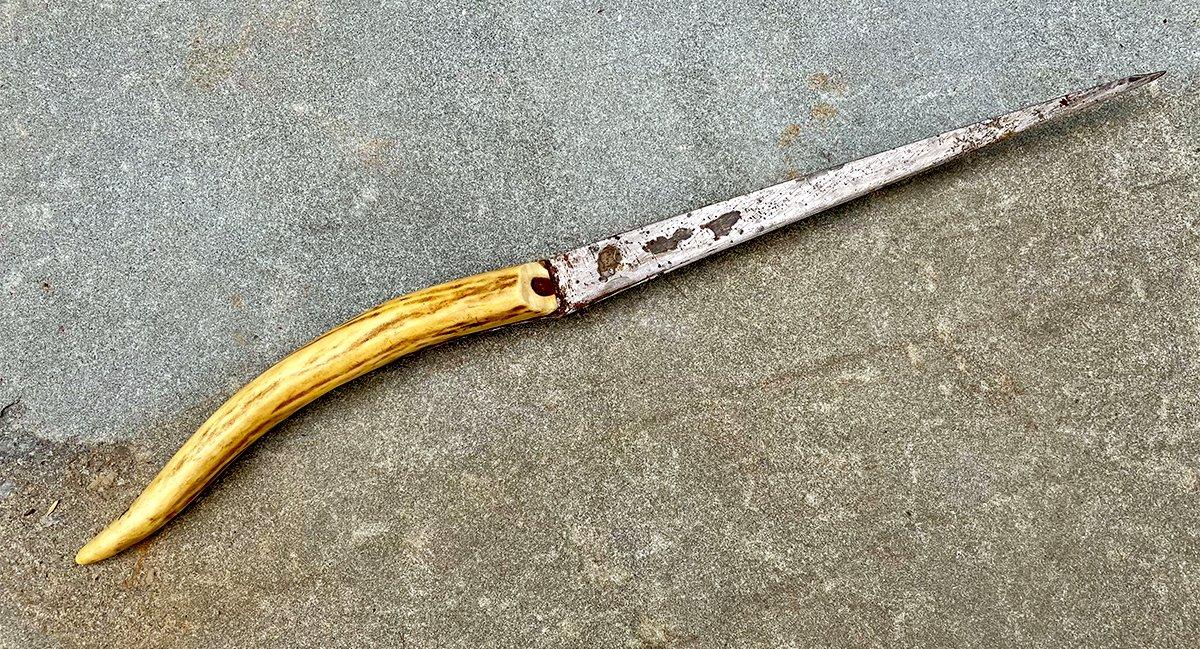 A fillet knife made from the tine of a buck the author's father shot decades ago. Image by Michael Pendley