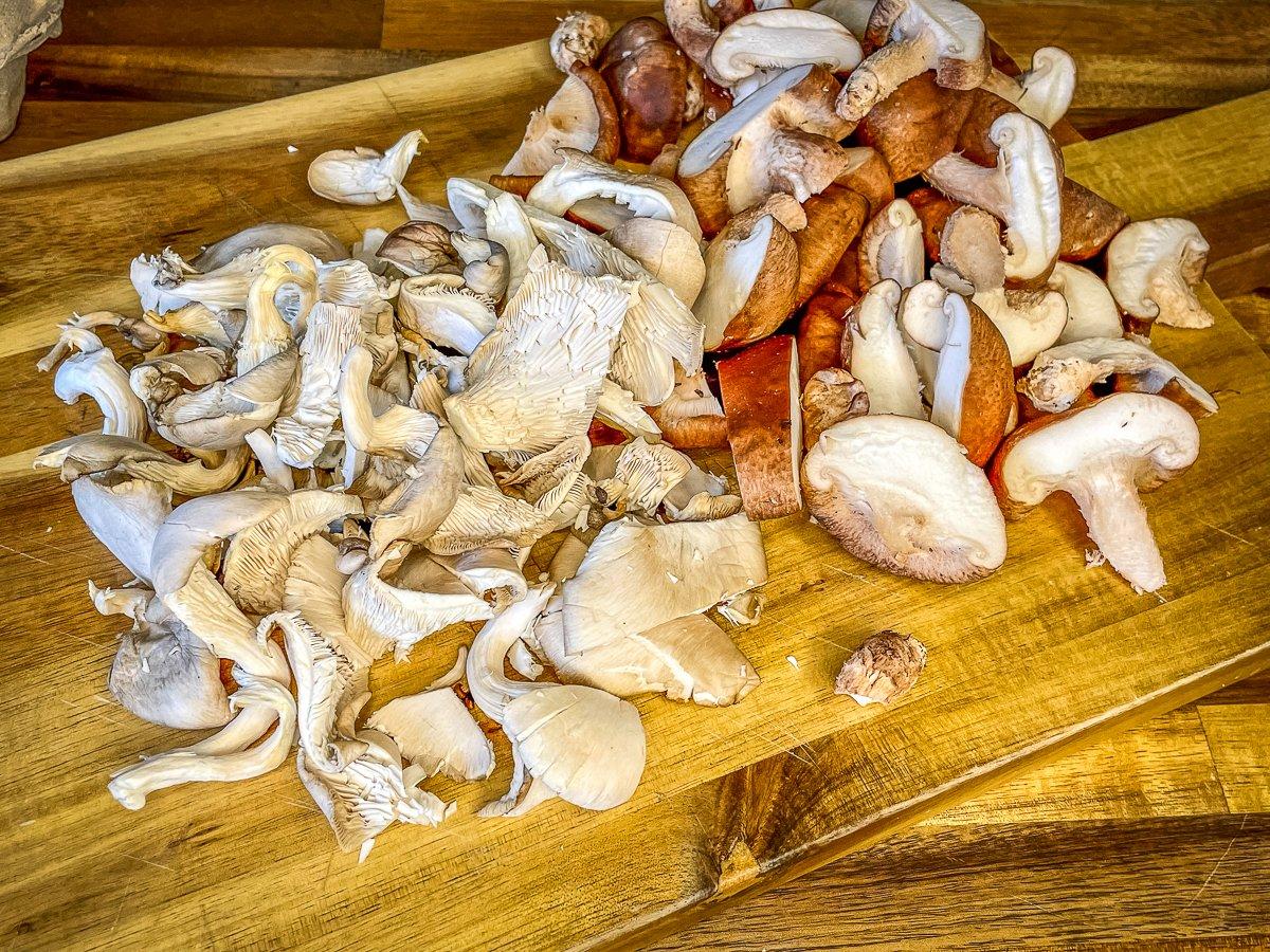 Chop the mushrooms.
