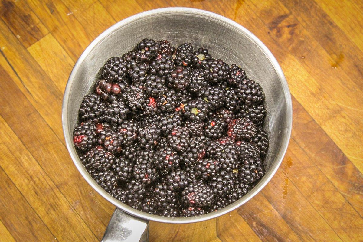 It doesn't take long to pick enough blackberries for this dish.