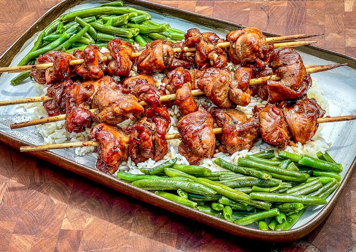 The tender young wild pork gets an Asian inspired marinade before hitting the grill.