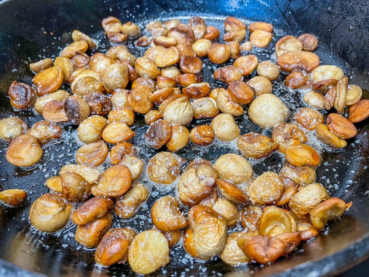 Smaller puffball varieties can be sliced and sautéed in garlic butter for a nice side dish.