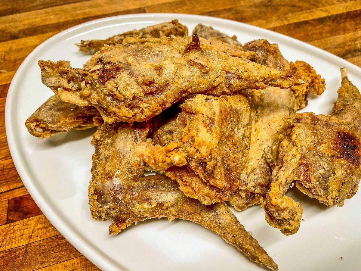 With a spicy brine and crispy coating, this isn't your normal fried rabbit.