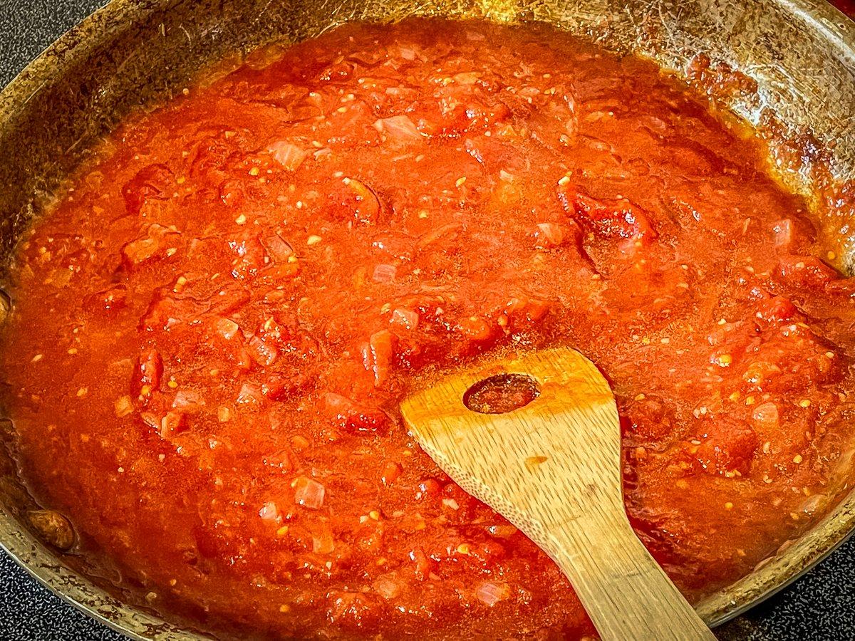 Simmer the sauce while you prep the ravioli.