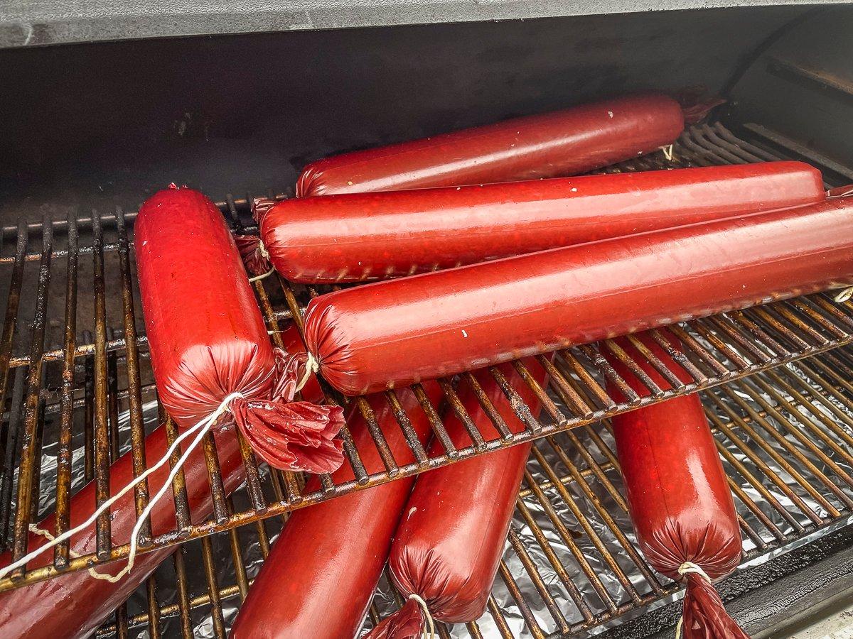 Place the filled tubes on your smoker starting at 165 degrees.
