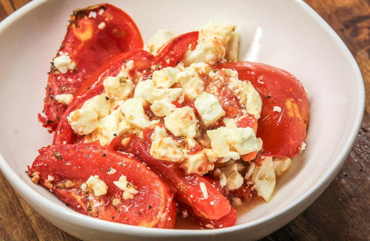 We normally serve these tomatoes as a side dish, but I've eaten a bowl or two for a light summer evening meal.
