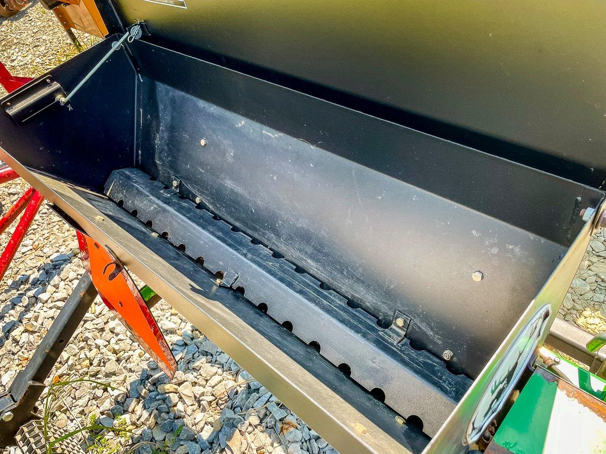 Empty seed hoppers before storing drills and seeders to prevent clogging or rodent damage. Image by M Pendley