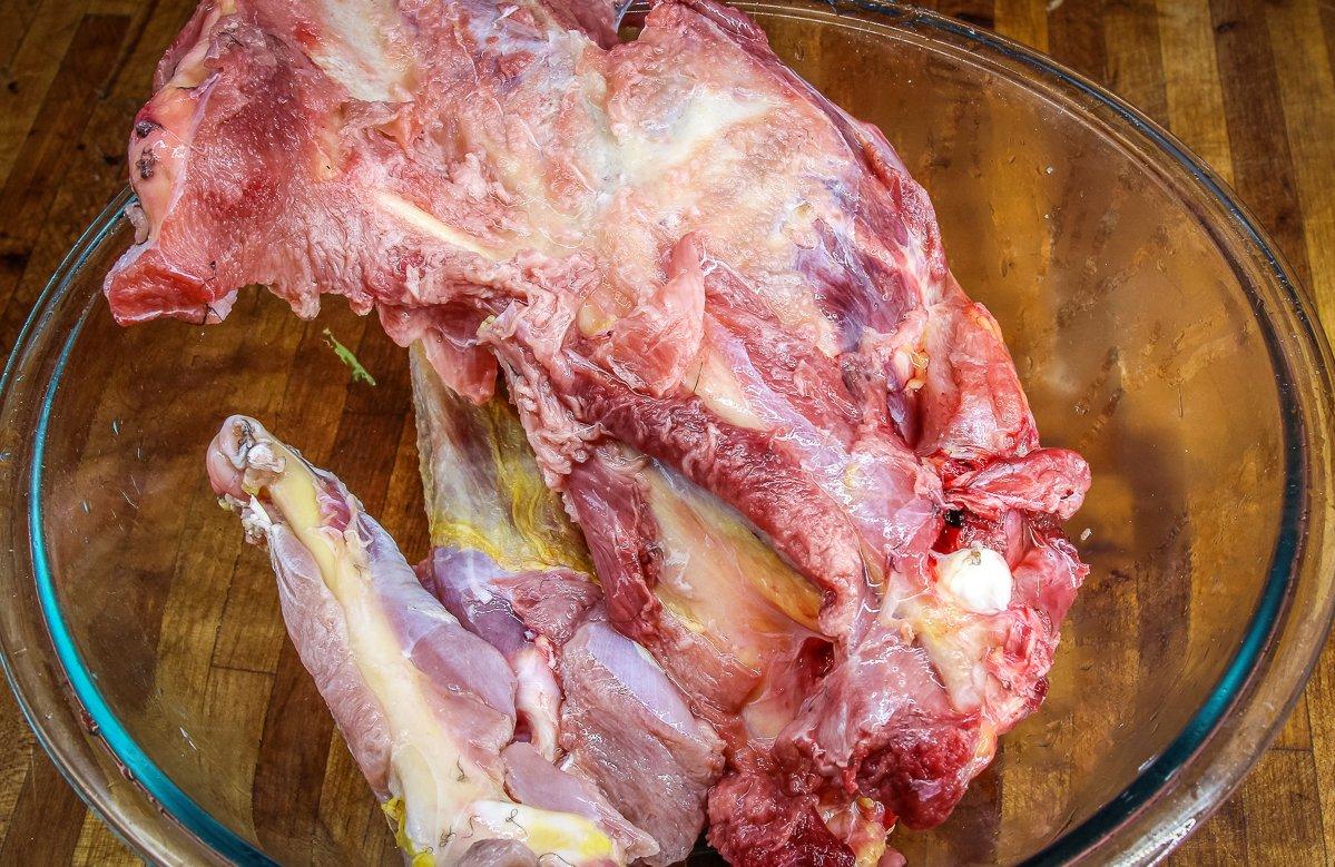 Use the breast, back, and wing bones from your turkey.