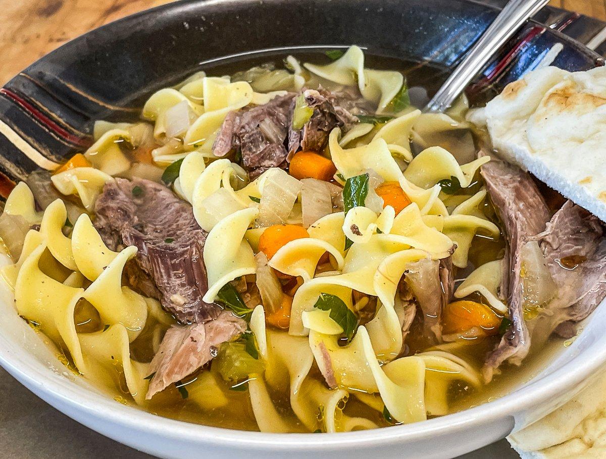 This wild turkey leg noodle soup has all-day slow-cooked flavor without all the work.