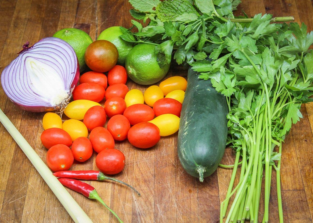 This recipe is full of fresh vegetables and herbs.