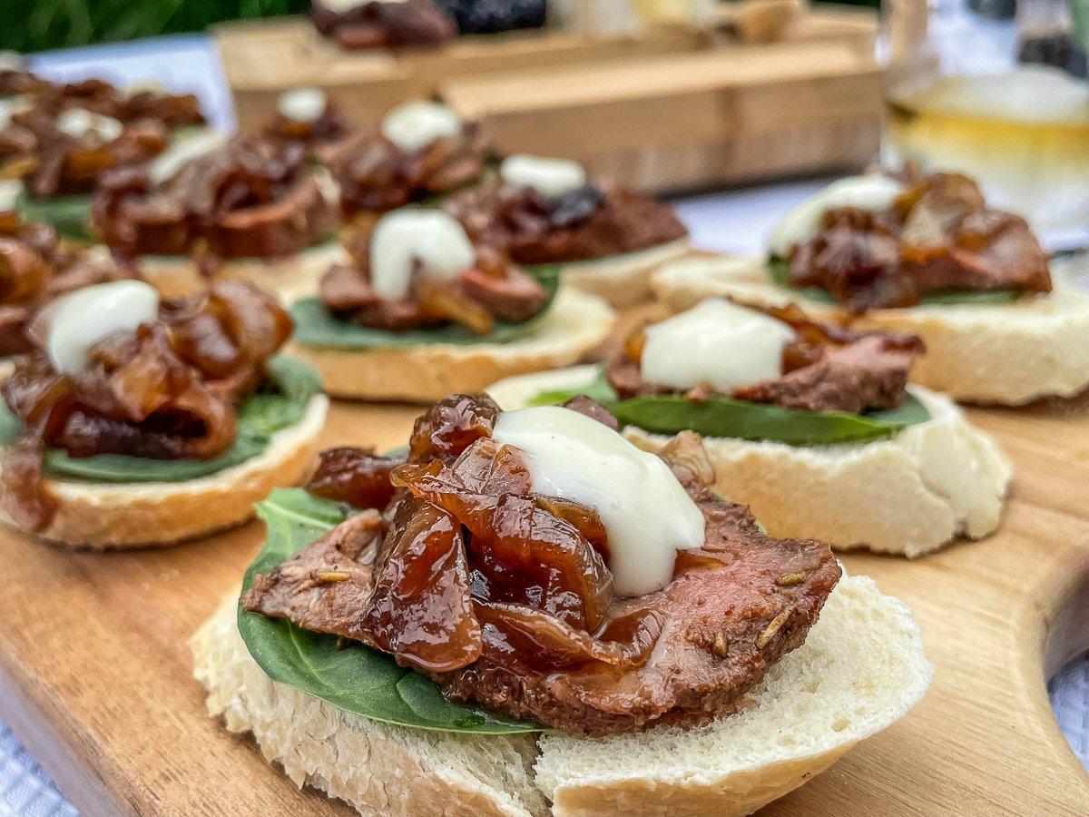 Venison Backstrap and Caramelized Onion Canapes