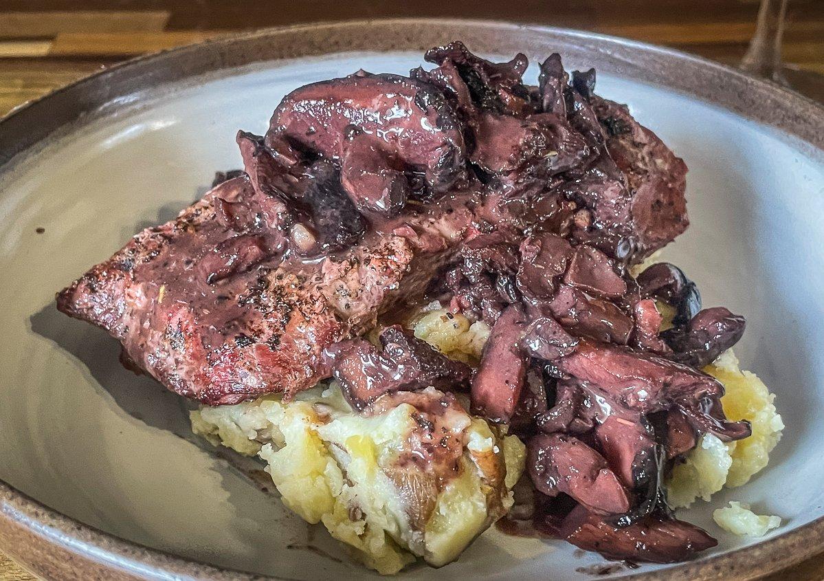 Elk Steaks With Mushroom Red Wine Rosemary Sauce Realtree Camo