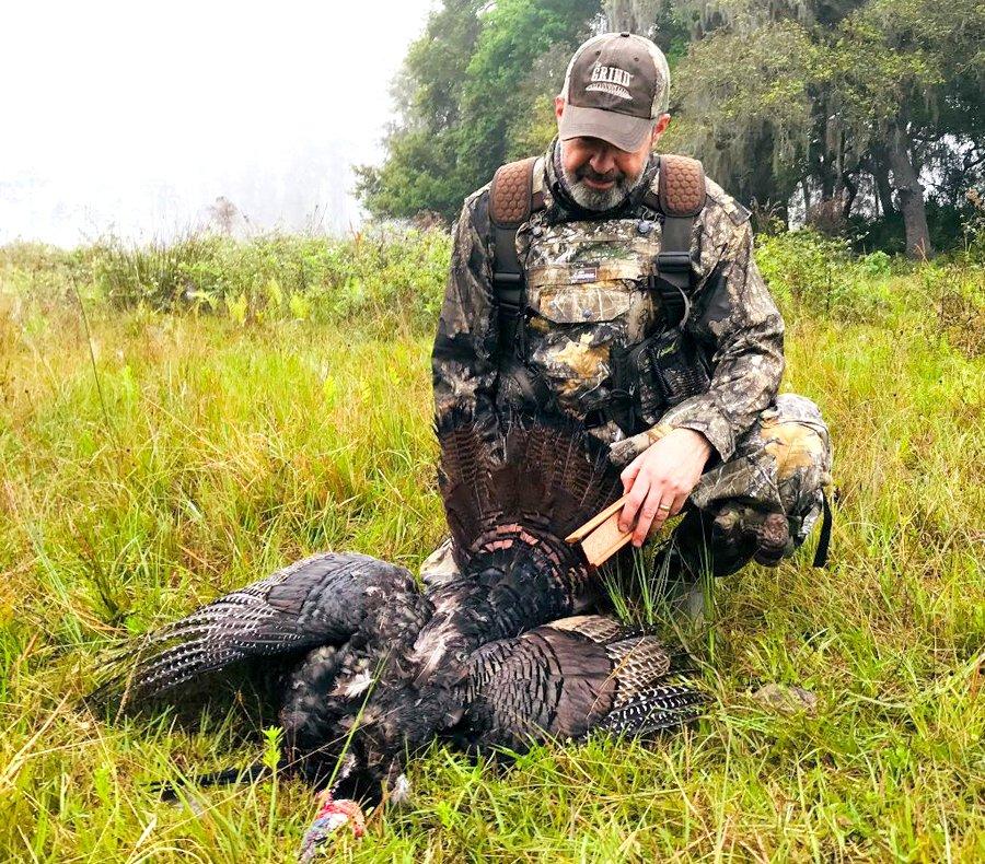 The author killed this foggy-morning Florida longbeard just off a gator-filled swamp. Image by Steve Hickoff