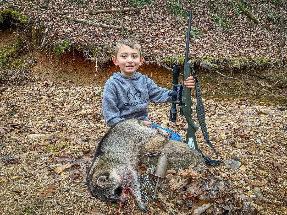 This raccoon was caught on paste bait with a Coon Grabber. Image by Will Brantley