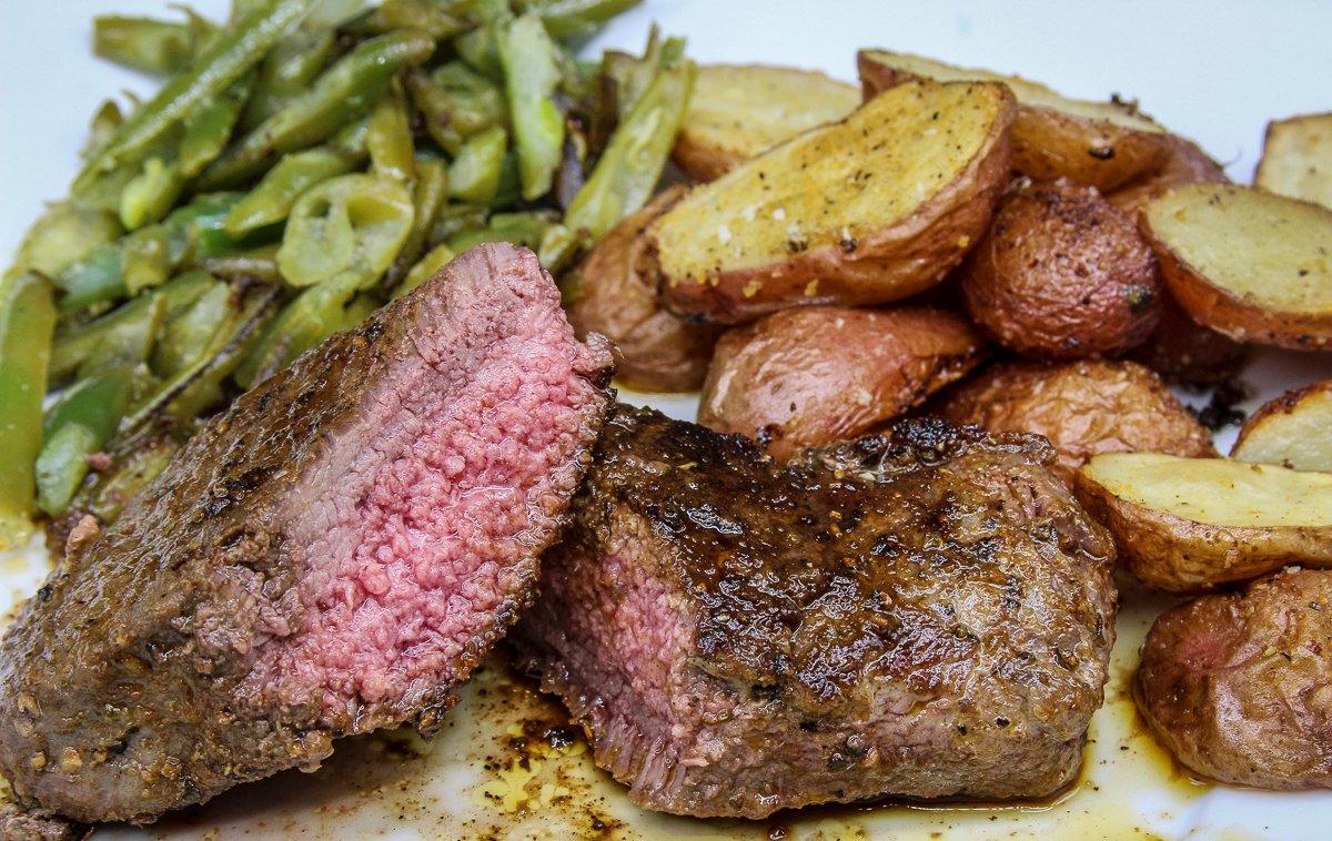 Pan-searing for 2 to 3 minutes per side gives you a nice medium-rare finish.