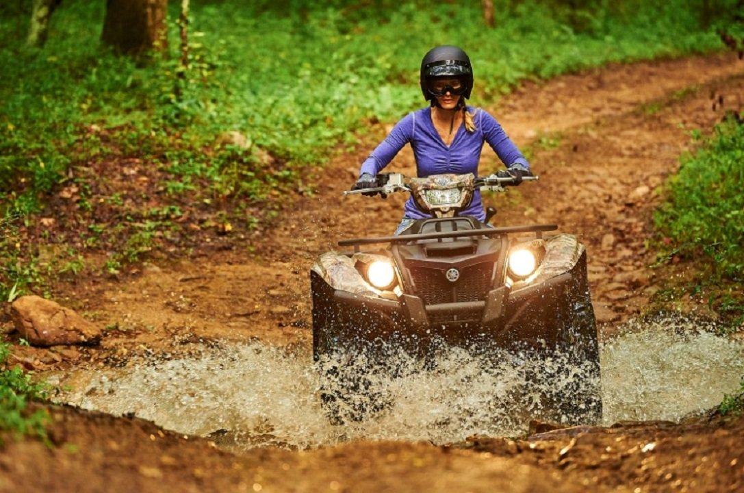 Stephanie Mallory tests the new Kodiak 700 during a Yamaha media event.