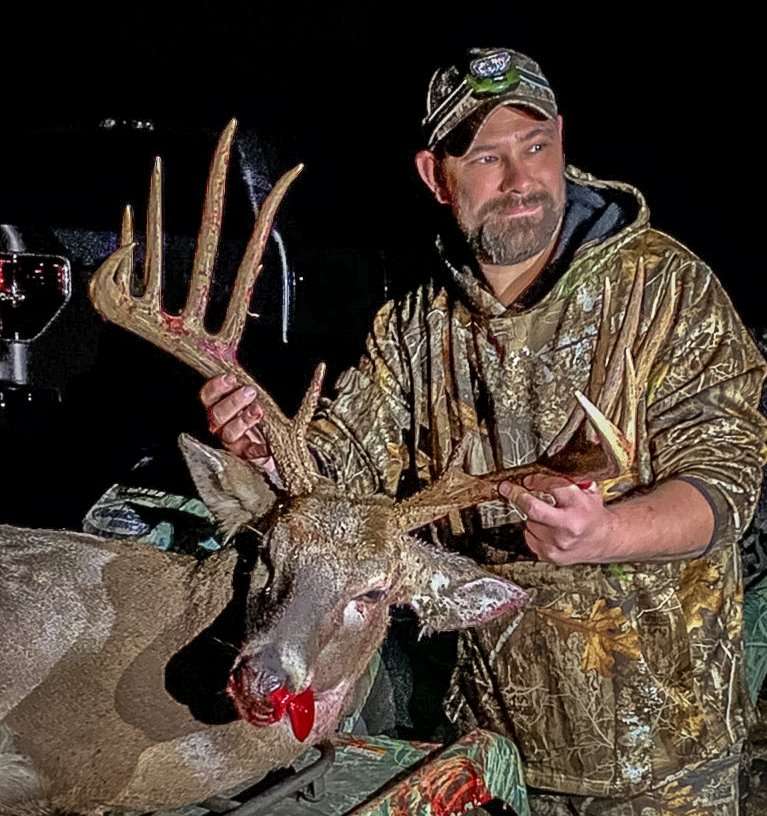 The shot had transpired so quickly that Josh didn't realize he had killed the larger buck until his flashlight beam hit the rack.