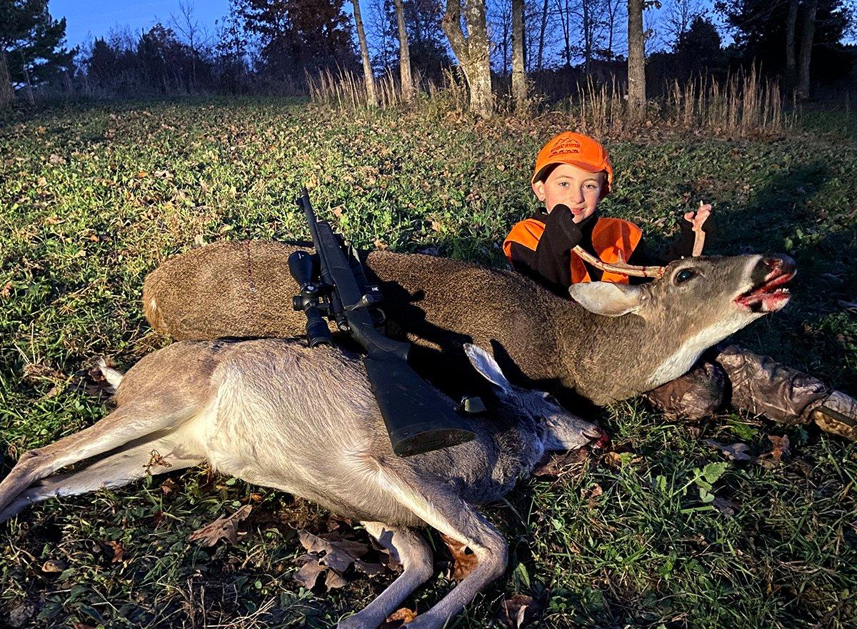 Anse Brantley poses with a couple of nice whitetails after a good day's hunt. Image by Will Brantley