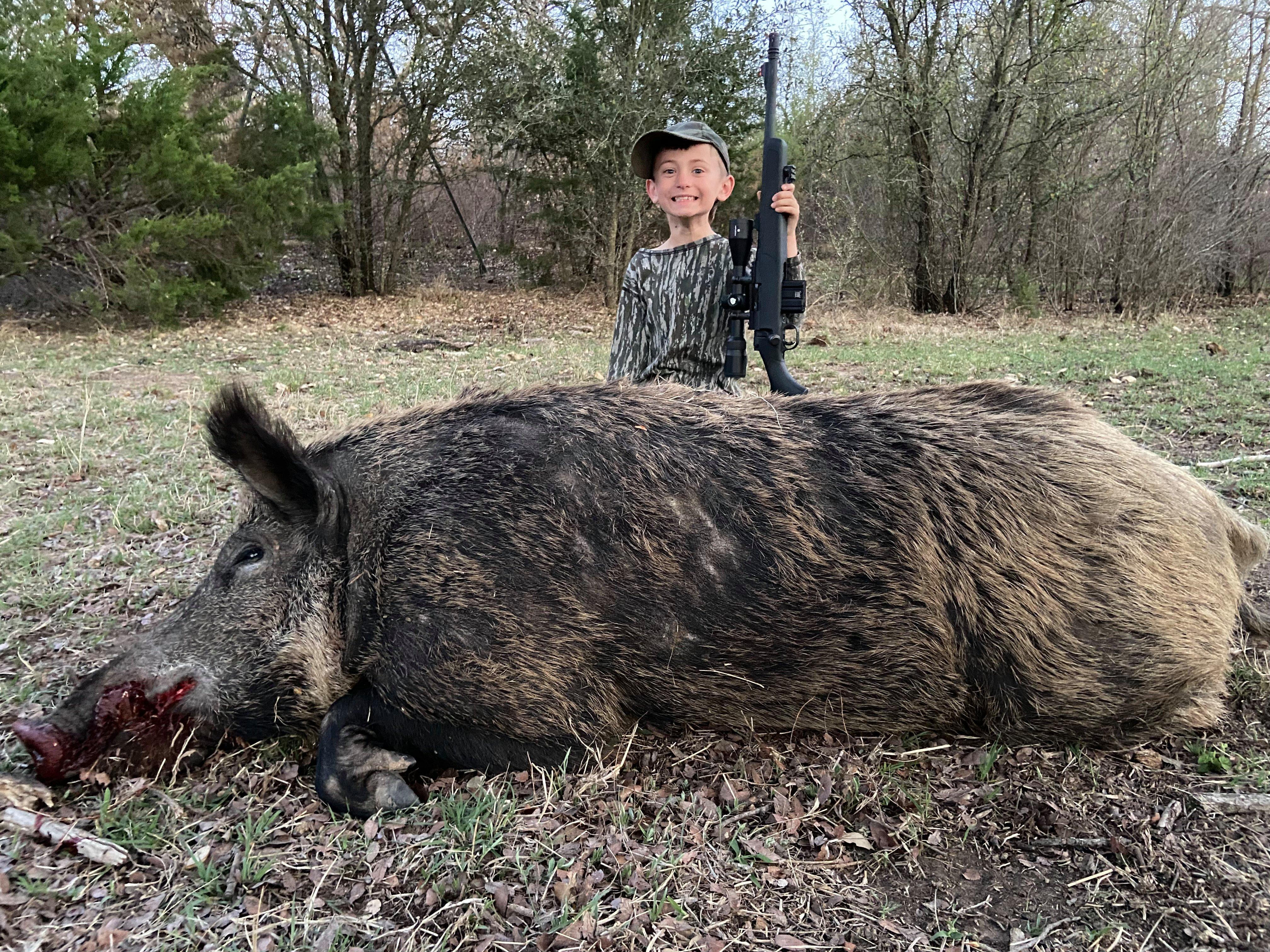 Anse Brantley poses with a huge hog. Image by Will Brantley