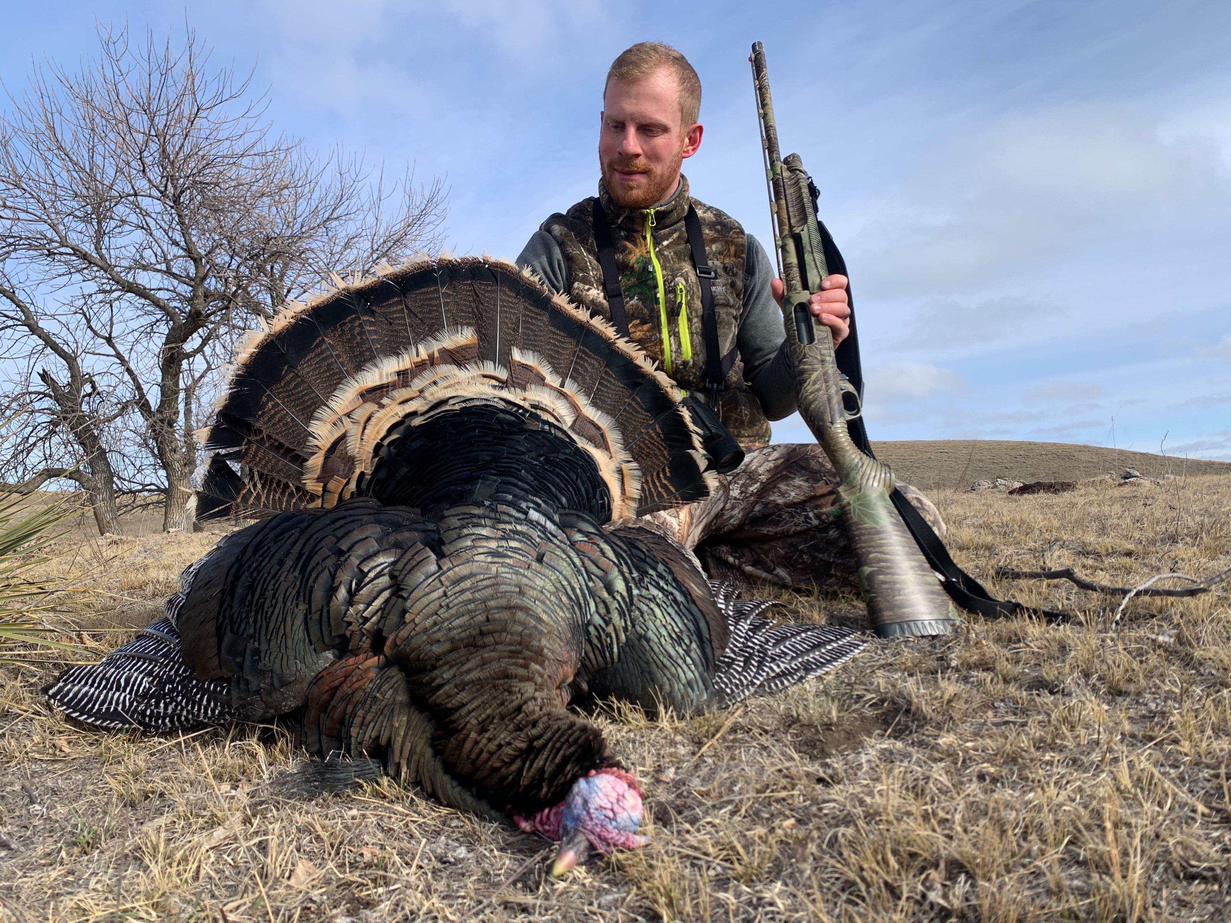 McDougal recently took an early bird on the plains. Moving forward, for at least the next week, he believes the intensity of gobbling action will hinge on weather. Image by Rebecca McDougal