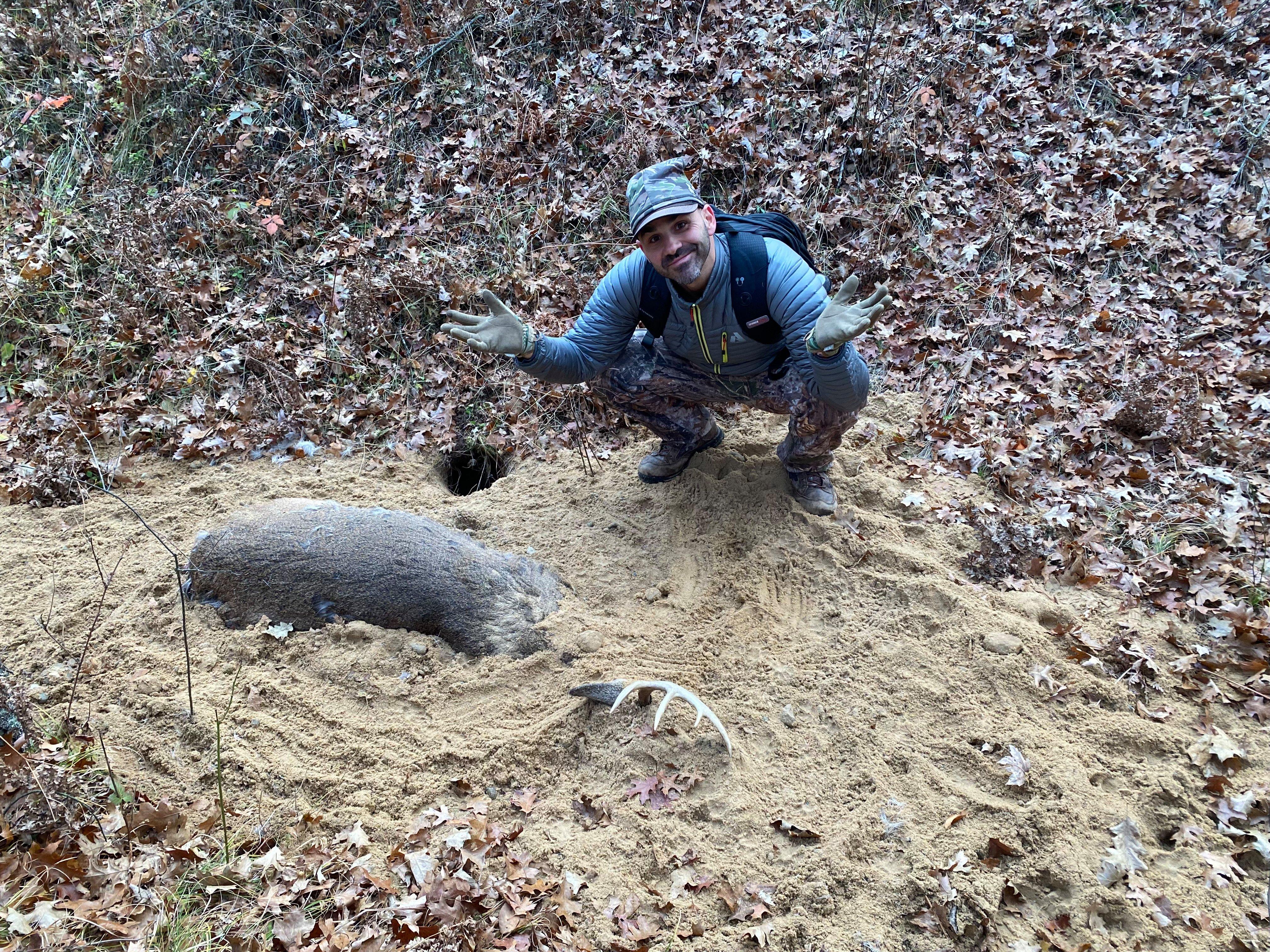 Steve Karapetian discovered his deer partially buried in sand and an angry badger guarding it. Image provided by Steve Karapetian