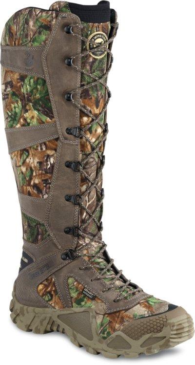 Irish Setter's 17-inch, non-insulated, lace-up snake boot with Realtree Xtra® Green camouflage.