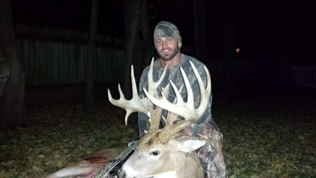Jason Burgin with his 225-inch, non-typical Iowa buck he killed with a bow.