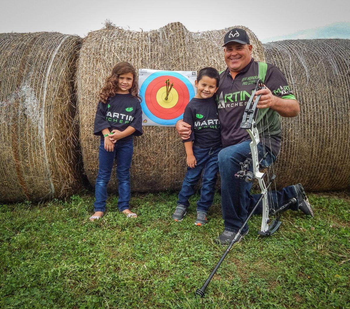 Martin Archery's Jeff Hopkins does a lot of blind-bale shooting during the off-season. (Jeff Hopkins photo)