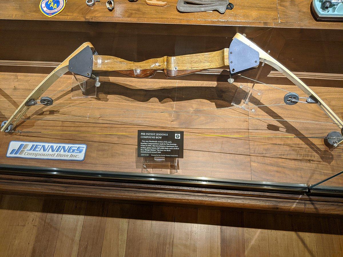 Holless Wilbur Allen's compound bow was the first significant change in bow design in about 7,000 years. Image by the Archery Hall of Fame Museum
