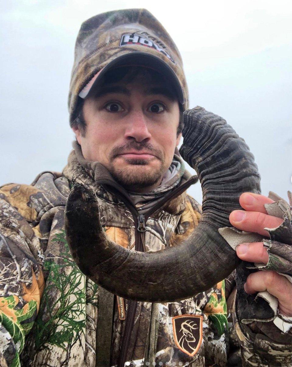 Josh Honeycutt discovered this ram's horn while scouting for deer in Kentucky. (Image provided by Josh Honeycutt)