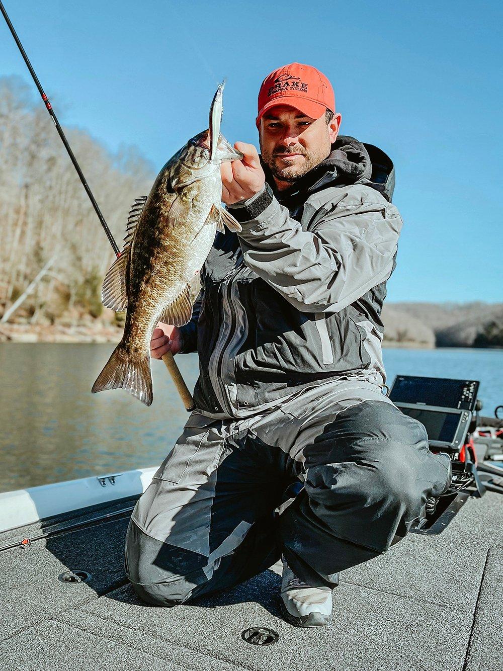 Chunk-rock shorelines attract big smallmouths when water temps creep into the 40s. Image by Kerry Wix / Drake Waterfowl
