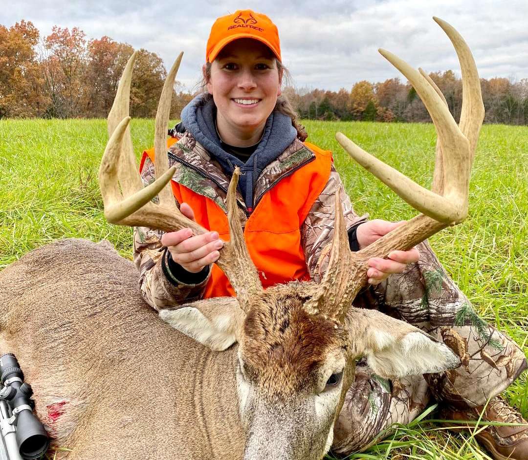 Kirsten Godfrey hunted this buck hard with her crossbow, but finally caught up to the deer during rifle season. Image by Kirsten Godfrey