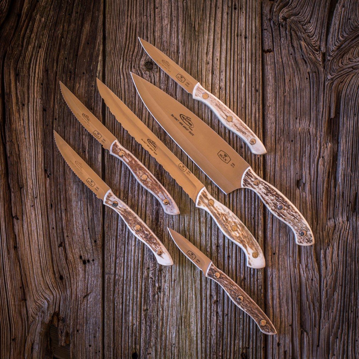 Genuine elk antler handles make a striking display on any kitchen counter. (All photos by Bill Konway)