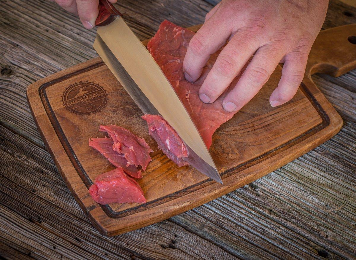 After two months of hard use, the knives have maintained a razor sharp edge with regular honing on a steel.