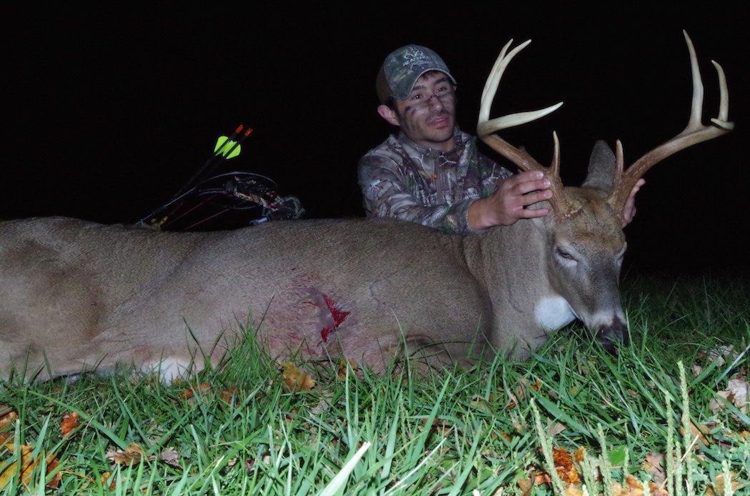 The author poses with a 2016-season buck he killed during the second sit in a particular spot. (Chantal Honeycutt photo)