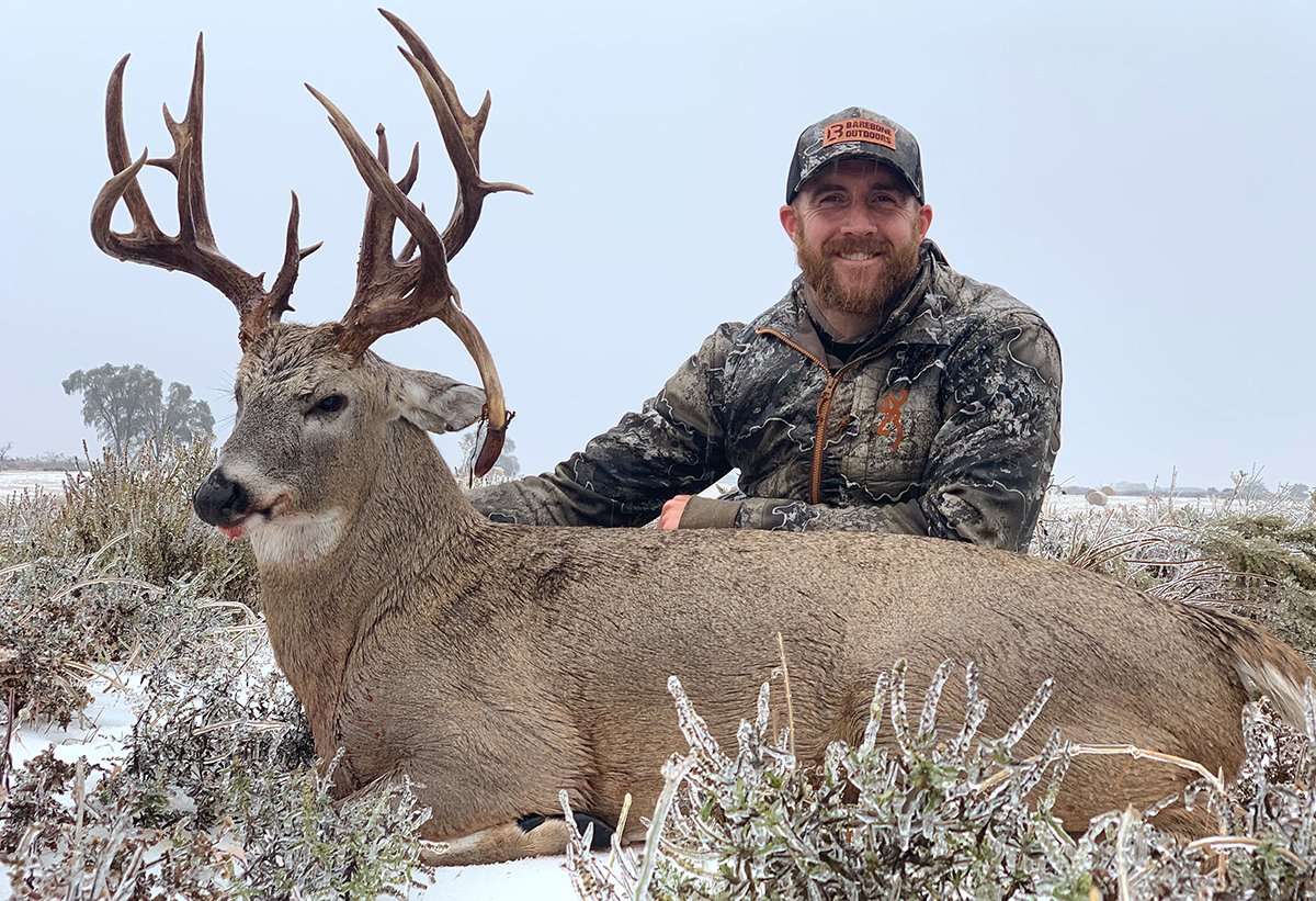 Kyle Barefield was all smiles after recovering his huge Oklahoma whitetail. Image by All Things Hunting Kyle Barefield was all smiles after recovering his huge Oklahoma whitetail. Image by All Things Hunting