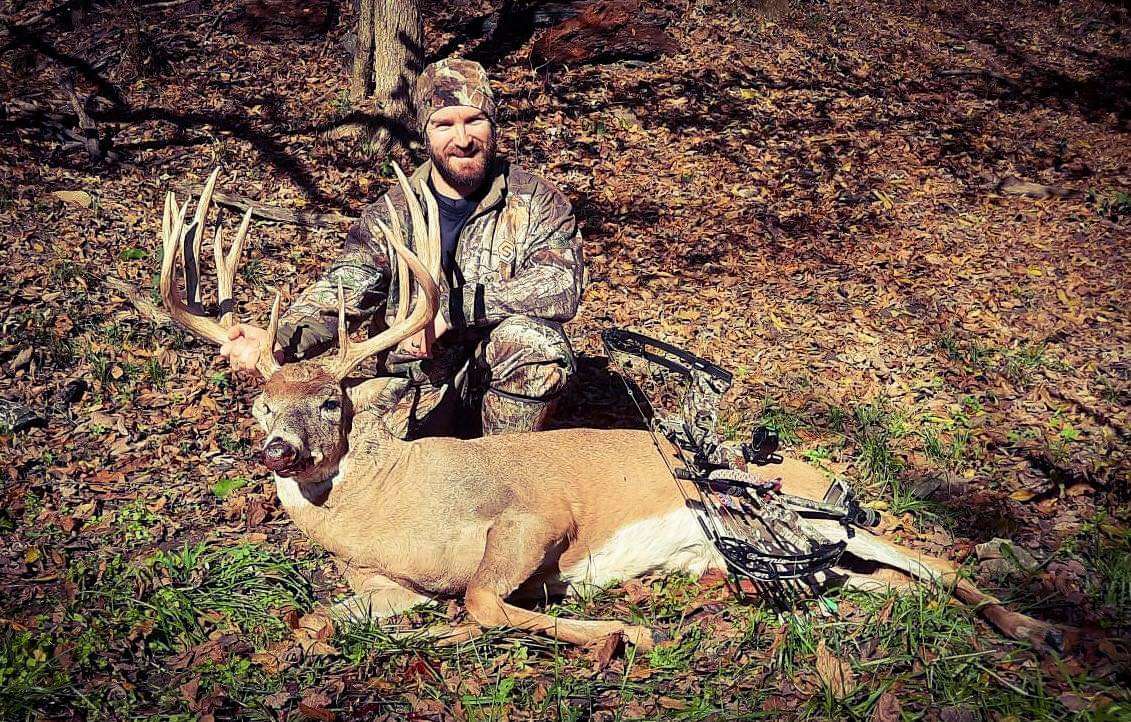 Kyle Leonhard was ecstatic when he recovered his giant Iowa whitetail. Image by Kyle Leonhard