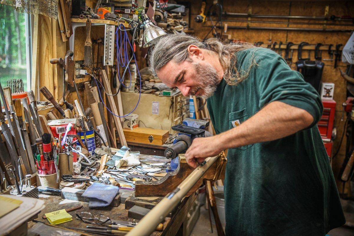 The waiting period for one of Mike Miller's hand-crafted flintlocks is typically a few years. Image courtesy of Mike Miller