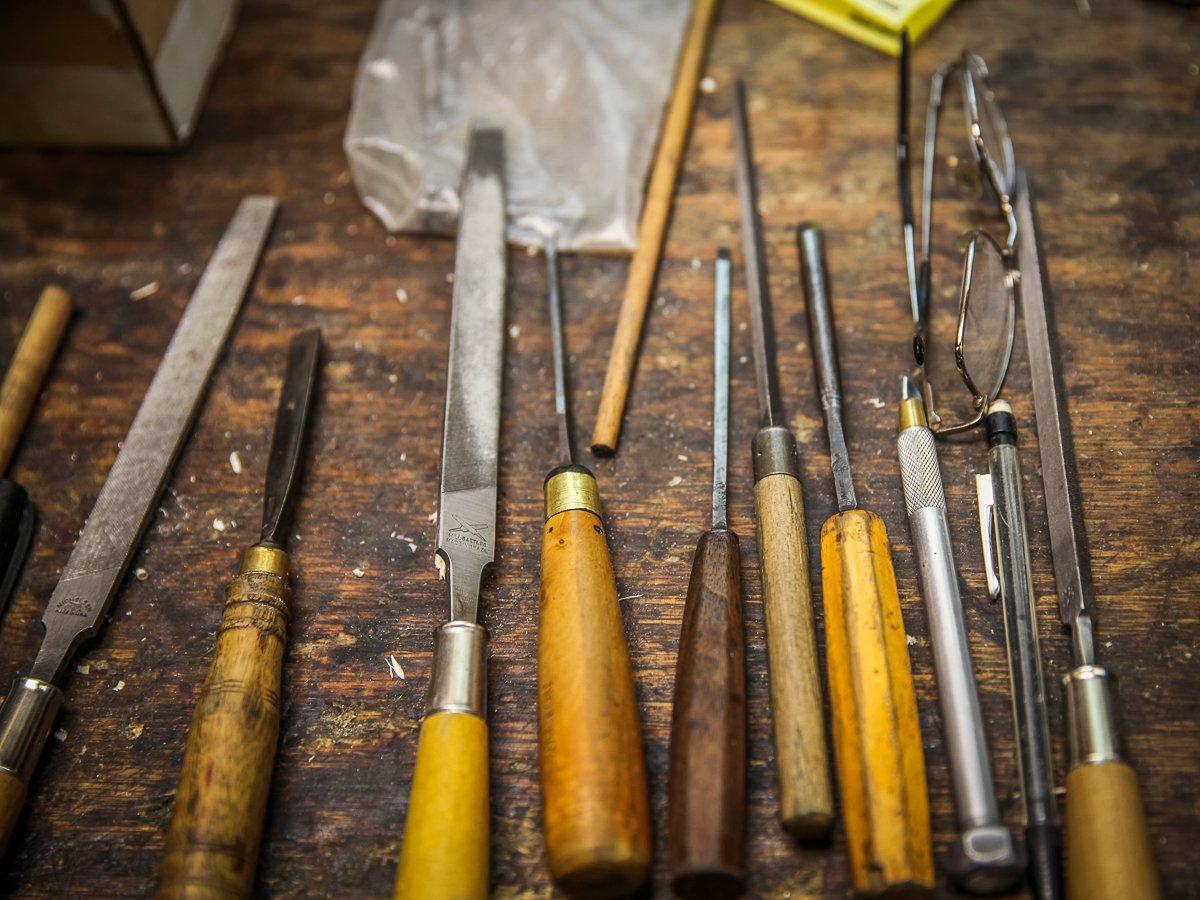 Much of Miller's work is done with traditional hand tools. Image courtesy of Mike Miller