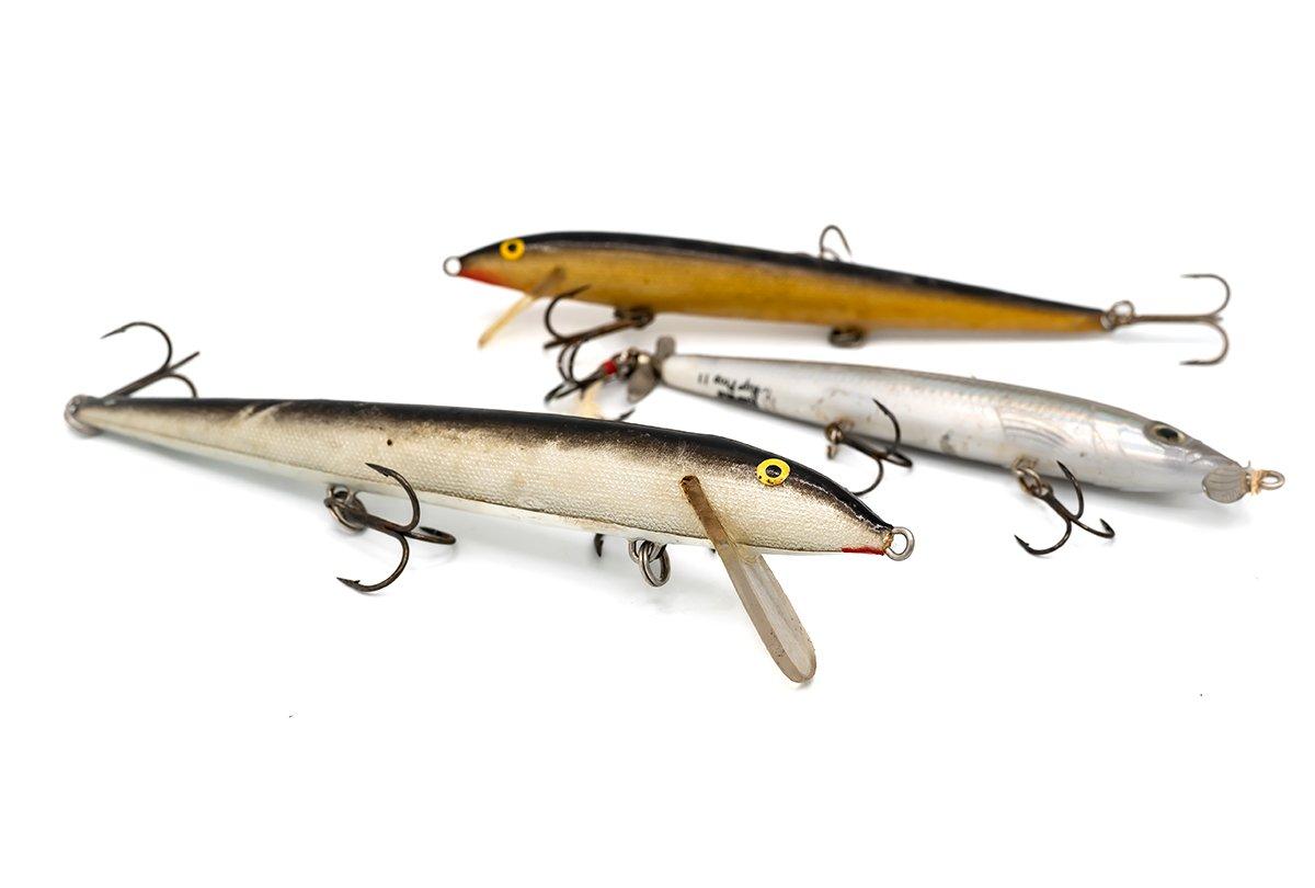 Prop baits and the original floating Rapala get the nod among hard baits. Go with the big ones, and invest in good hooks.