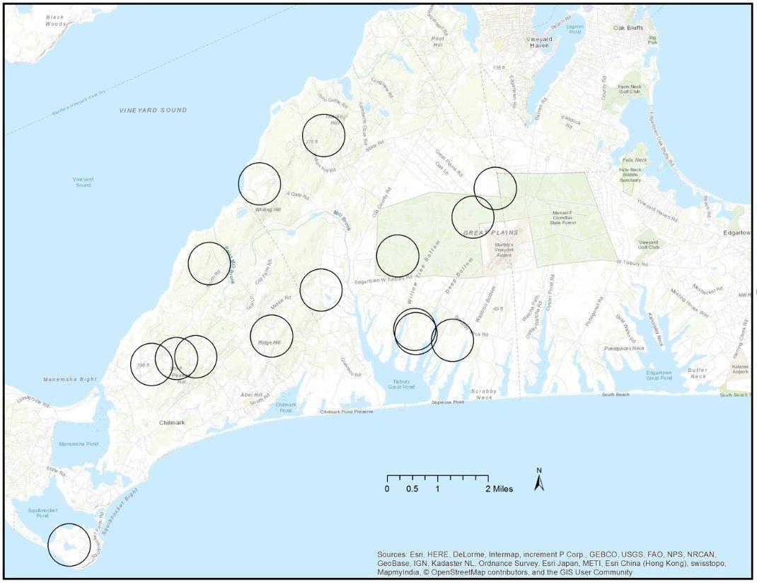 The paralyzed fawns were found throughout the island. (MassWildlife graph)