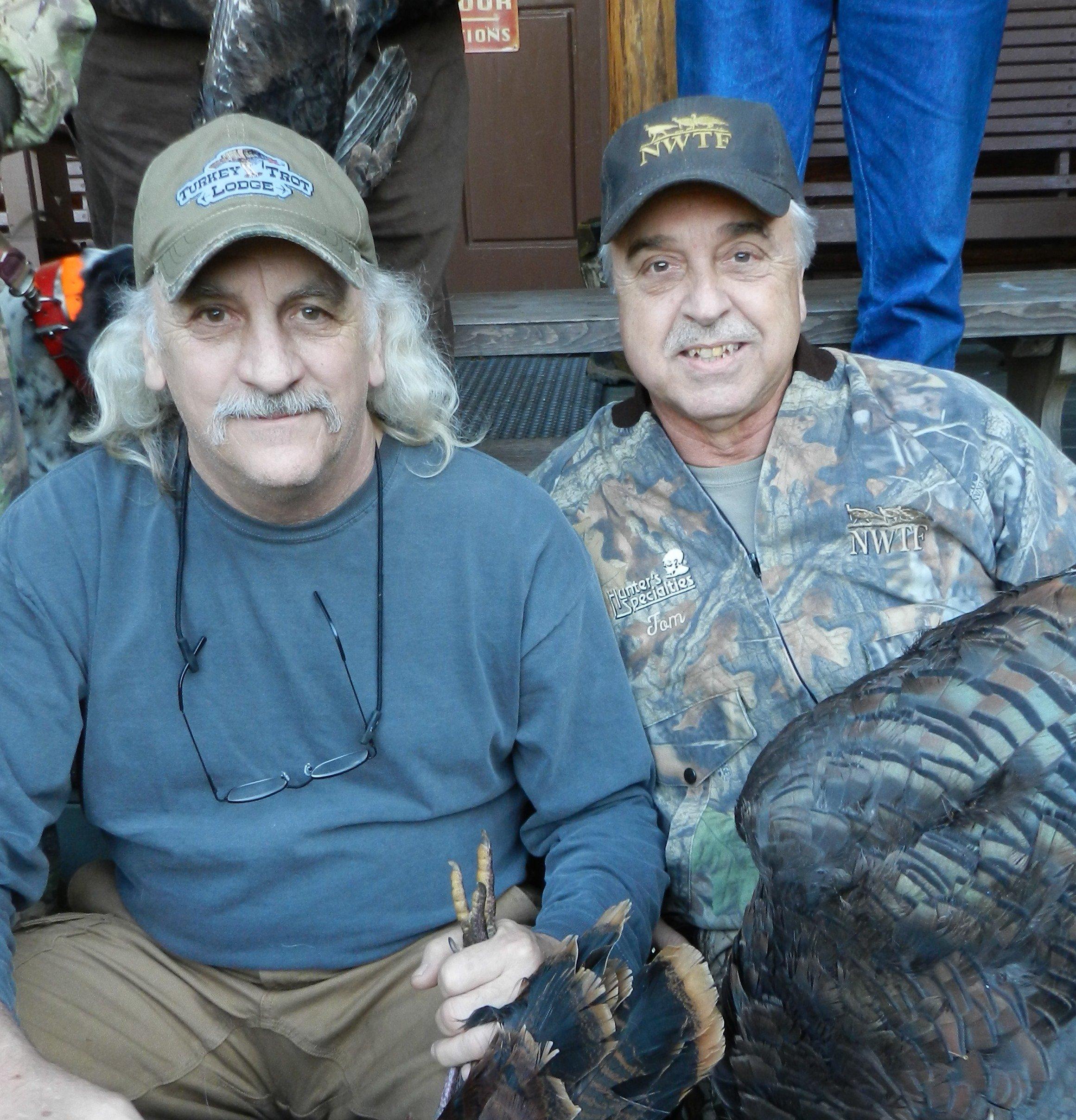 Pete Clare (left) and turkey hunting legend Tom Stuckey.