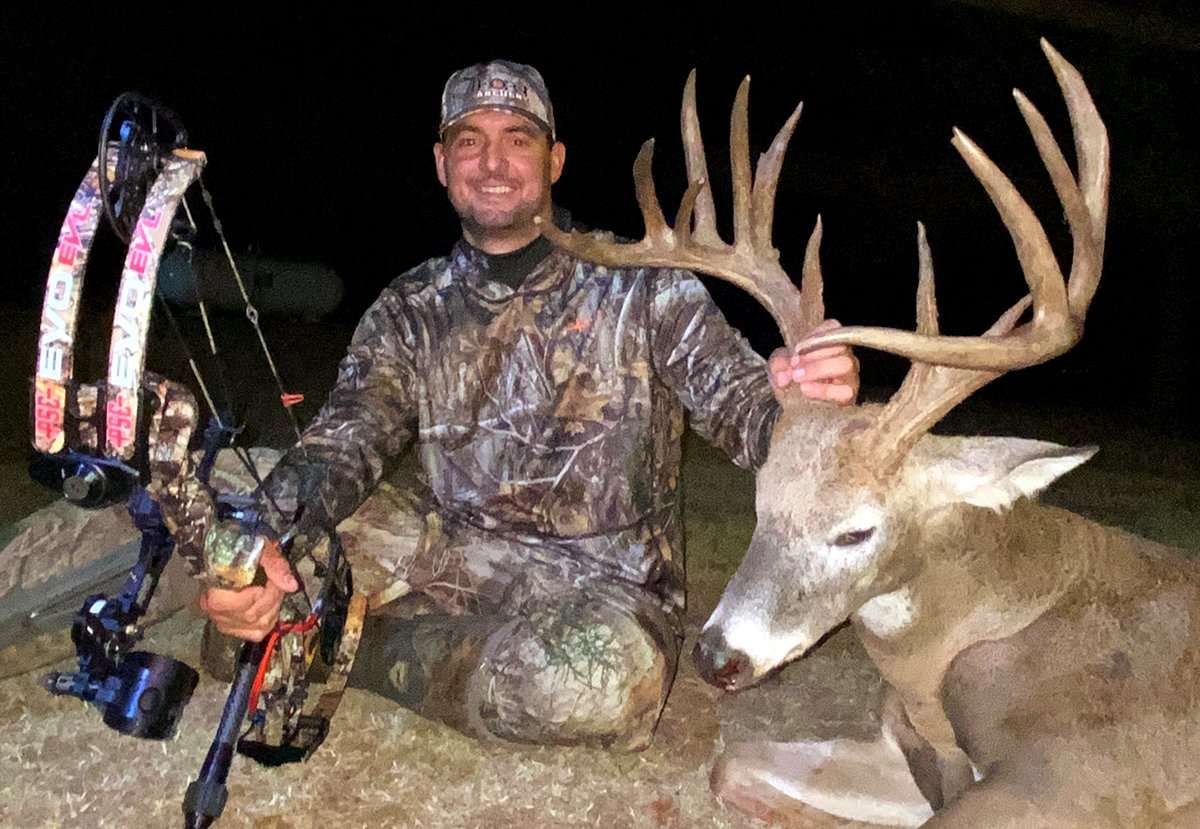 Trent Parrish made good on a daylight encounter with his target buck, which he'd monitored since late this past summer. The successful hunt unfolded Oct. 13. Image courtesy of Trent Parrish
