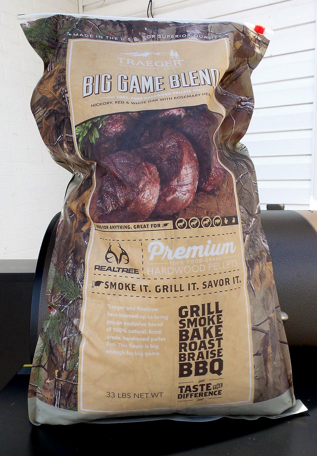 Traeger's new pellet blend is a blend of red and white oak, hickory, and rosemary and is perfect for all types of wild game.