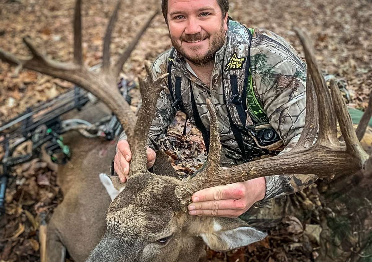 Preston Hall with his giant public-land whitetail. (Preston Hall photo)