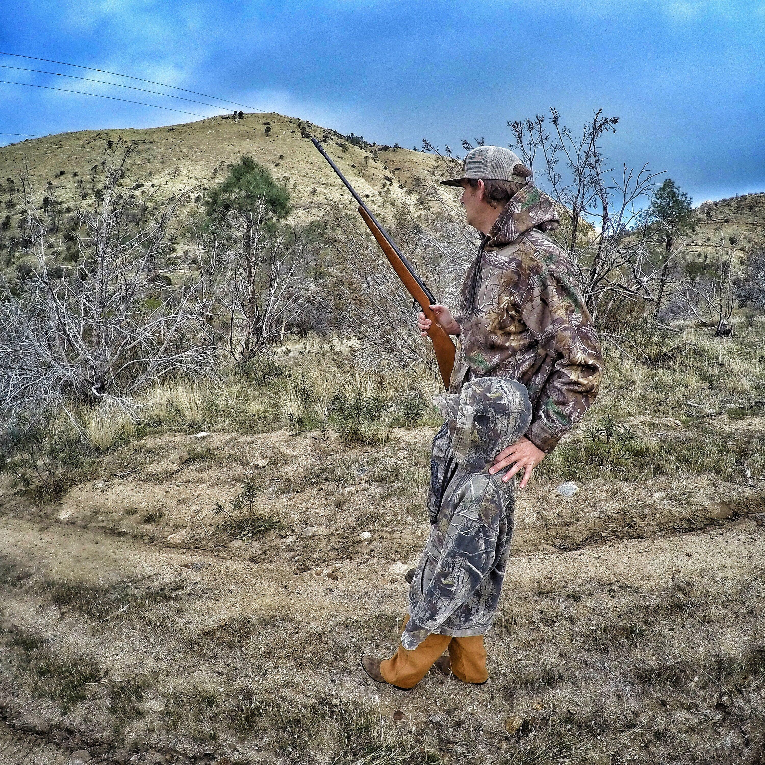 Kayla outfitted her boyfriend's son in her Realtree camo for his first quail hunt.